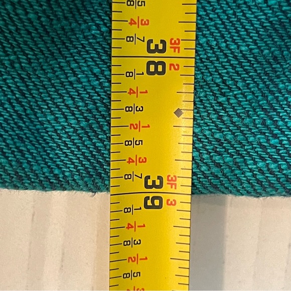 Free People Palmer Yarn Dyed Cuff Jeans Lagoon Blue Wide Leg Boho Size 26 - Picture 12 of 12